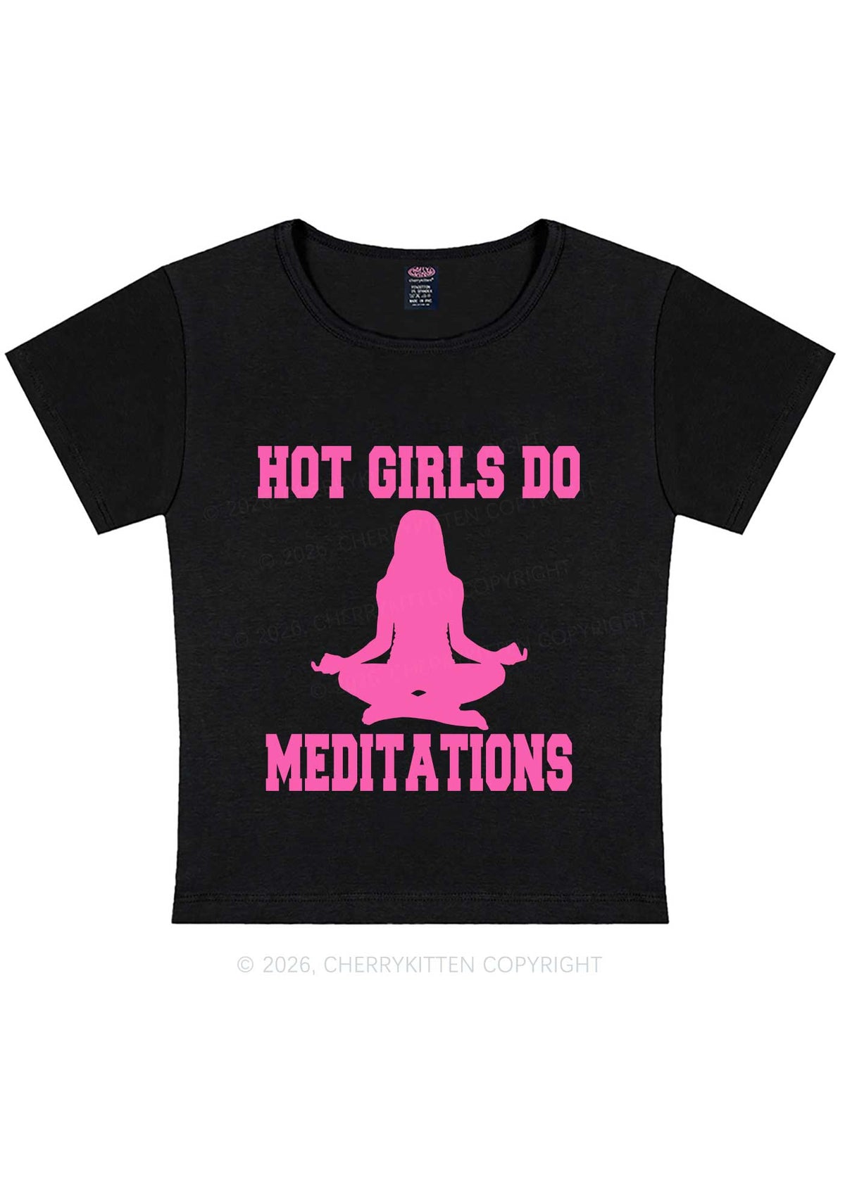 Hot Girls Do Meditations Y2K Baby Tee Cherrykitten