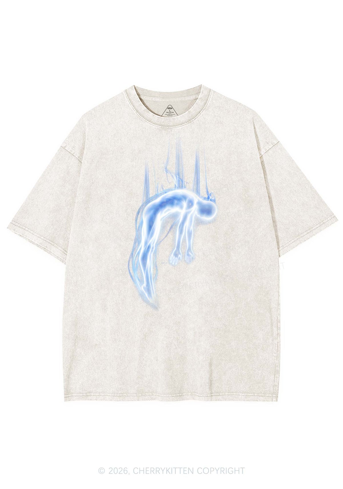 Halloween Blue Falling Ghost Y2K Shirts Washed Tee Cherrykitten
