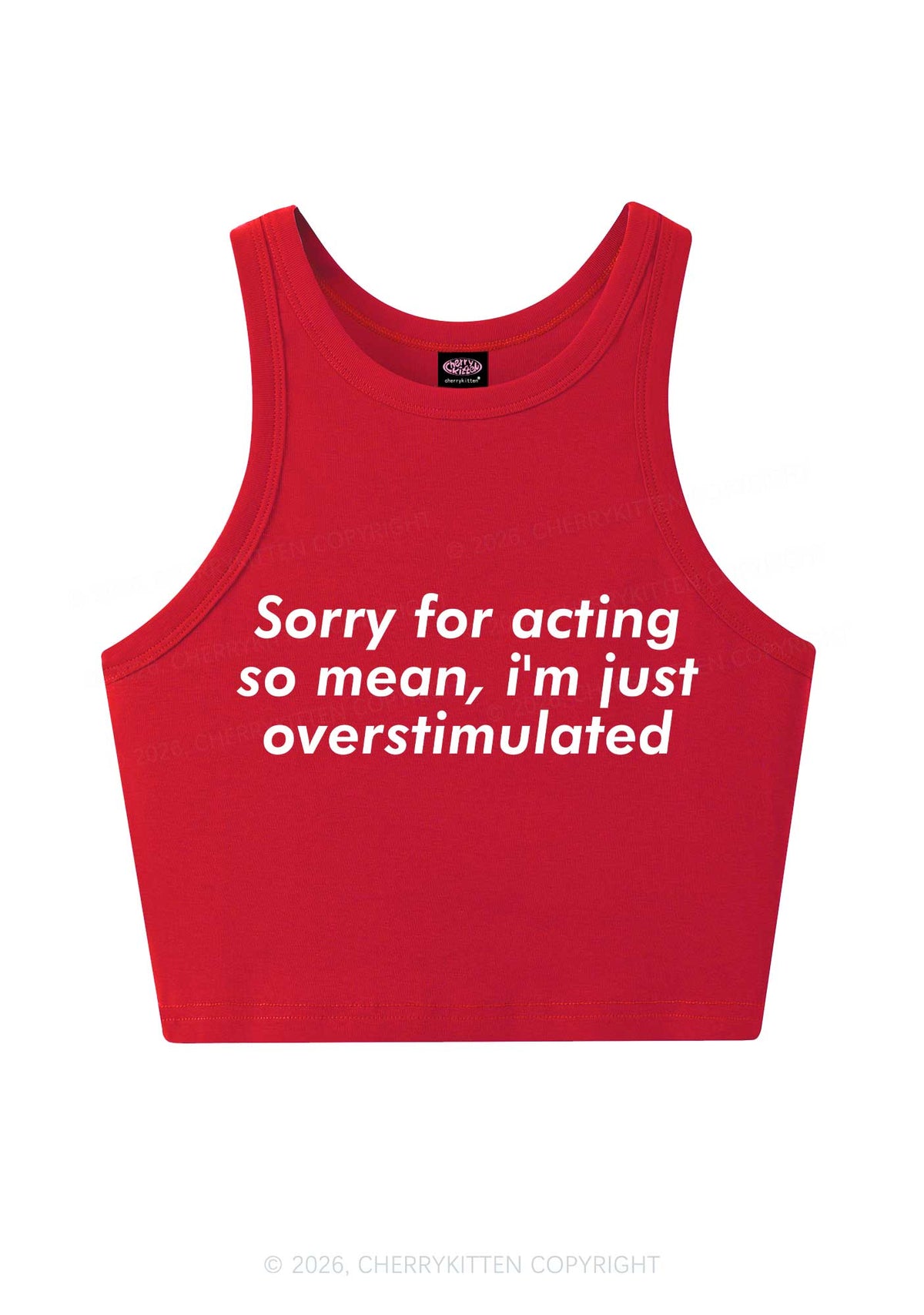 Im Just Overstimulated Y2K Crop Tank Top Cherrykitten