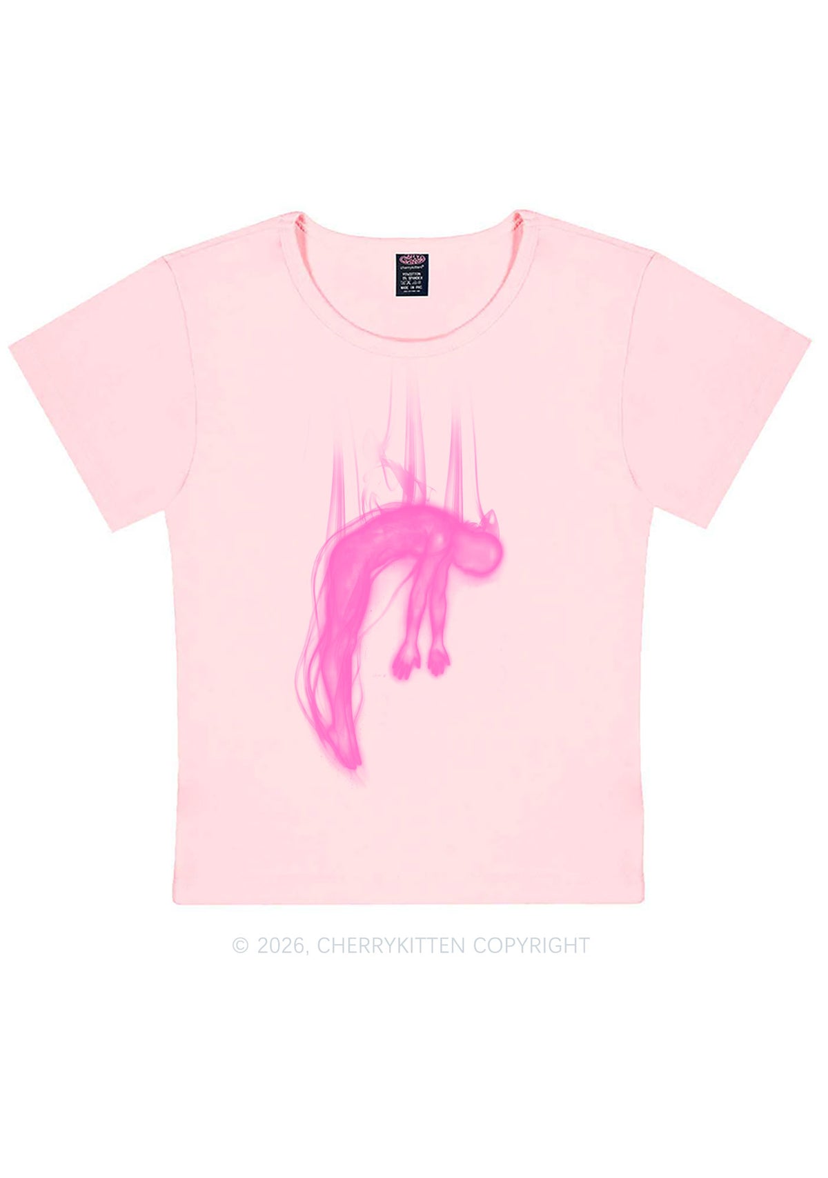 Halloween Blue Falling Ghost Y2K Baby Tee Cherrykitten