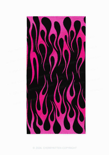 Hot Pink Flame Y2K Beach Towel Cherrykitten