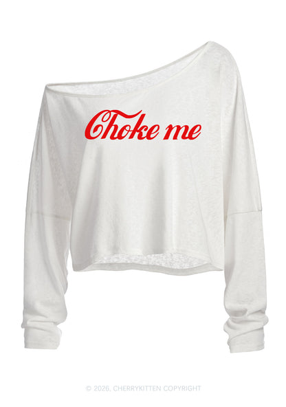 Choke Me Y2K Off Shoulder Long Sleeve Crop Top Cherrykitten