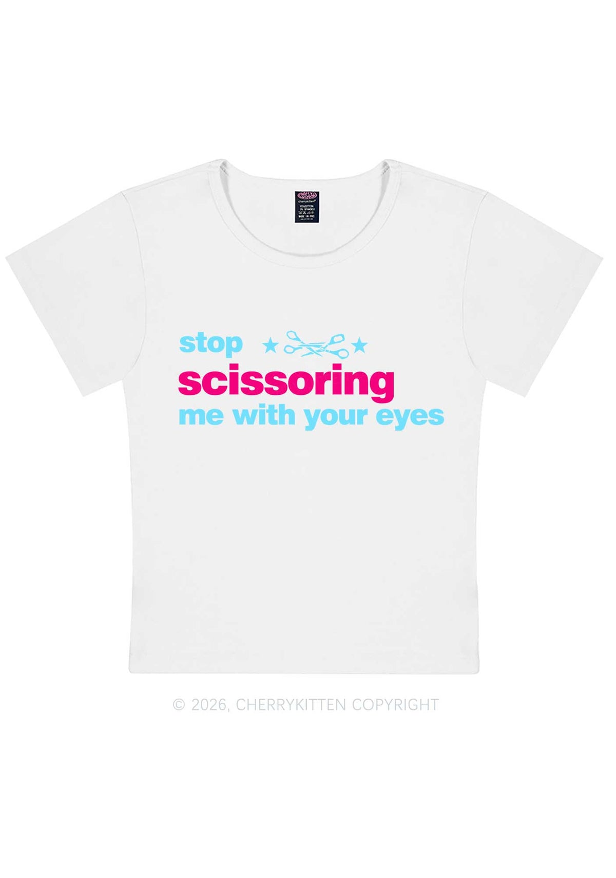 Stop Scissoring Me Pride Y2K Baby Tee Cherrykitten