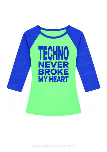 Techno Never Broke My Heart Y2K Raglan Sleeve Crop Top Cherrykitten