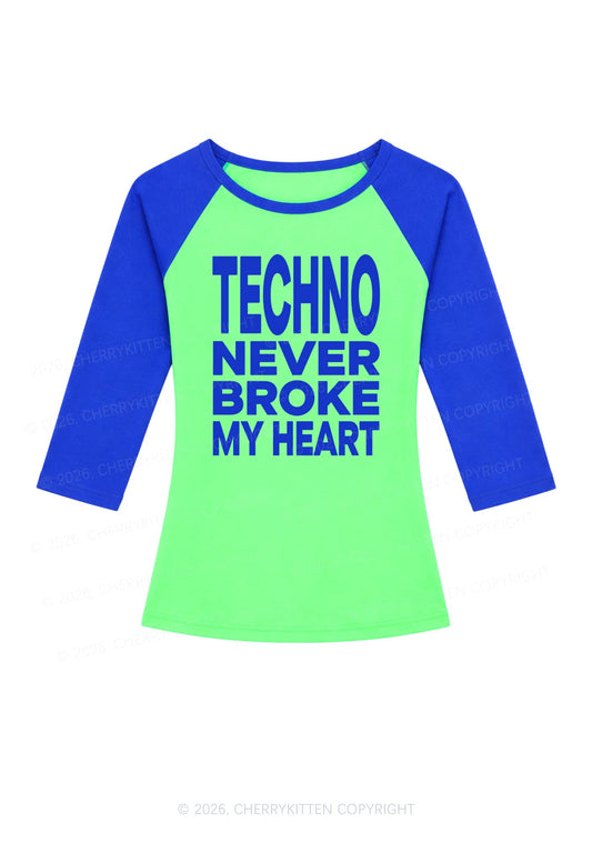 Techno Never Broke My Heart Y2K Raglan Sleeve Crop Top Cherrykitten