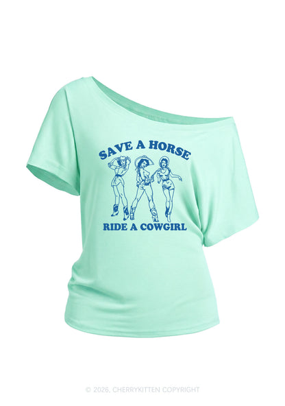 Ride A Cowgirl Pride Y2K Off Shoulder Tee Cherrykitten