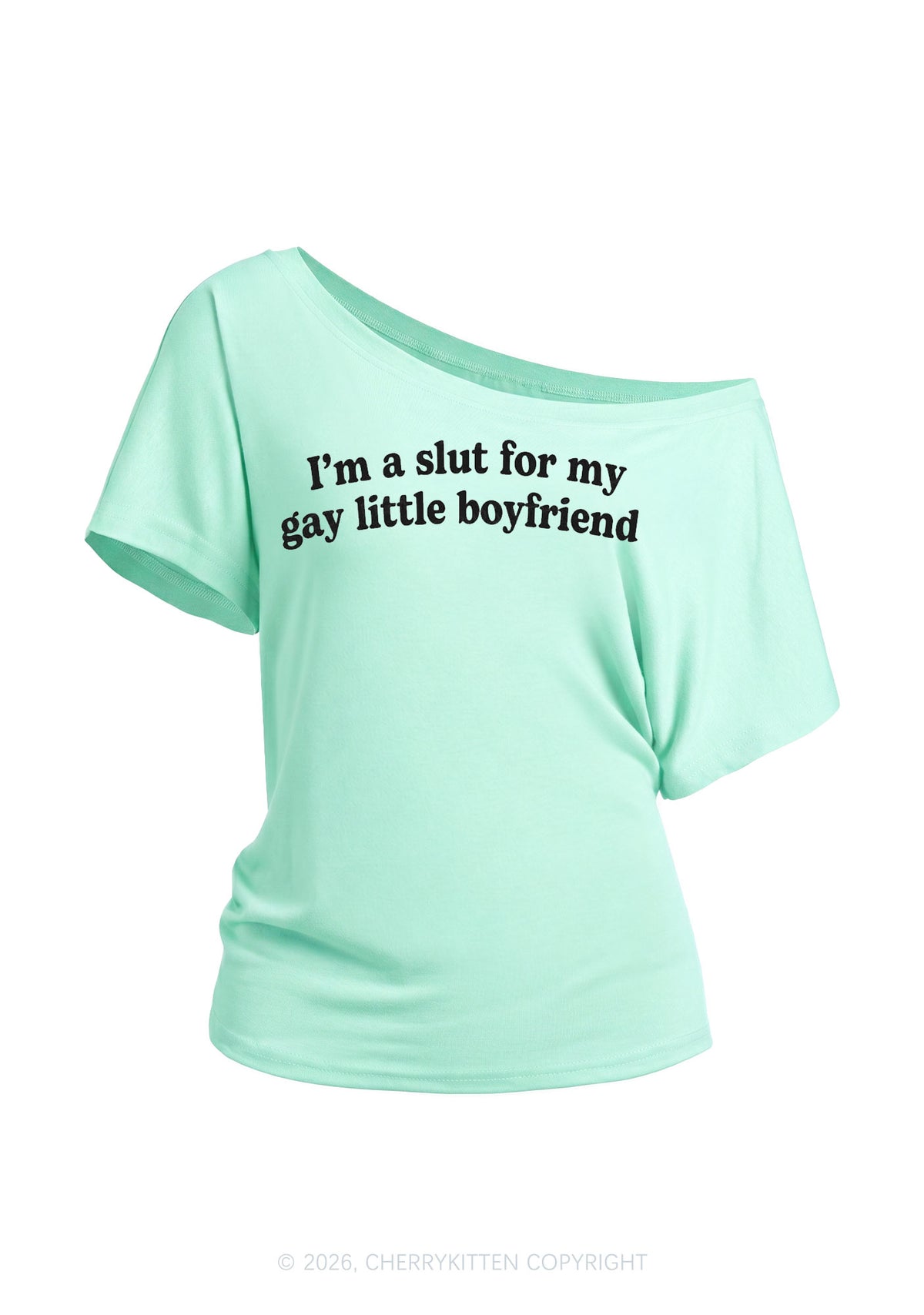 Slxt For My Gay BF Y2K Off Shoulder Tee Cherrykitten