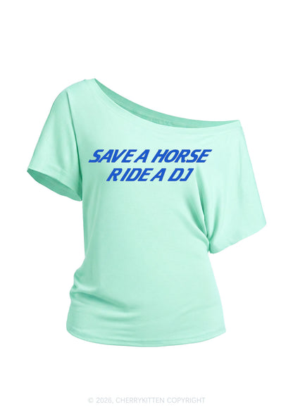 Ride A DJ Y2K Off Shoulder Tee Cherrykitten