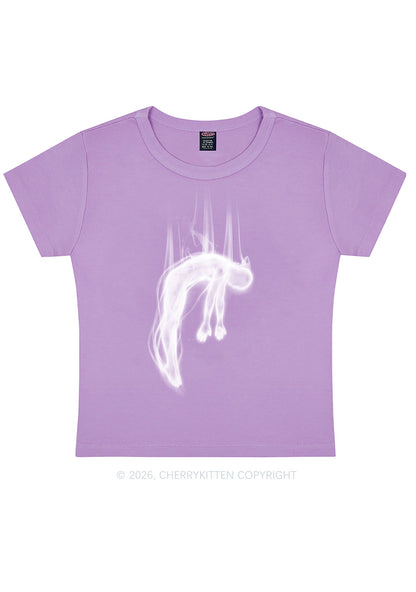 Halloween Blue Falling Ghost Y2K Baby Tee Cherrykitten