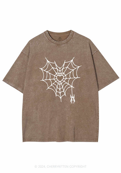 Heart Spider Web Y2K Valentine's Day Washed Tee Cherrykitten