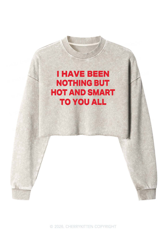 I Have Been Hot And Smart Y2K Crop Washed Sweatshirts Cherrykitten