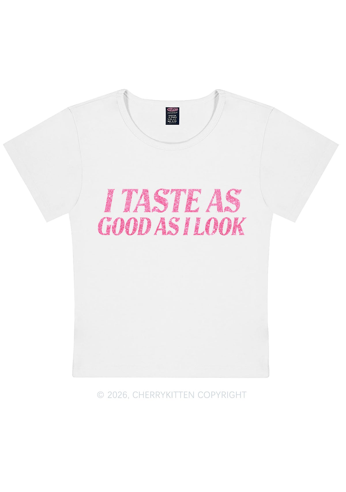Glitter I Taste Good Y2K Baby Tee Cherrykitten