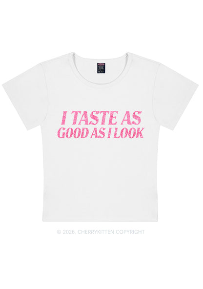 Glitter I Taste Good Y2K Baby Tee Cherrykitten