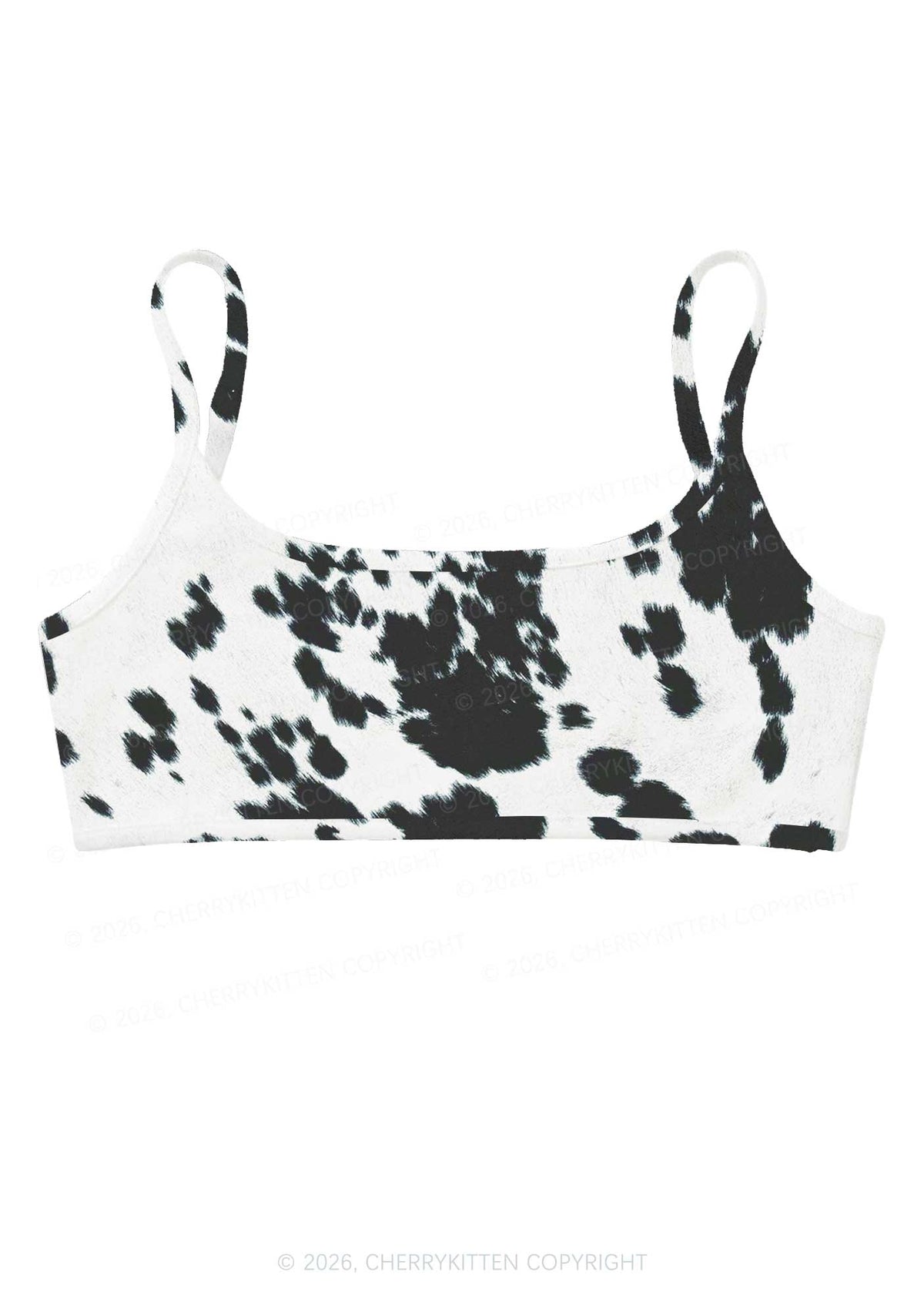 Black And White Cow Dots Y2K Print Super Crop Cami Cherrykitten