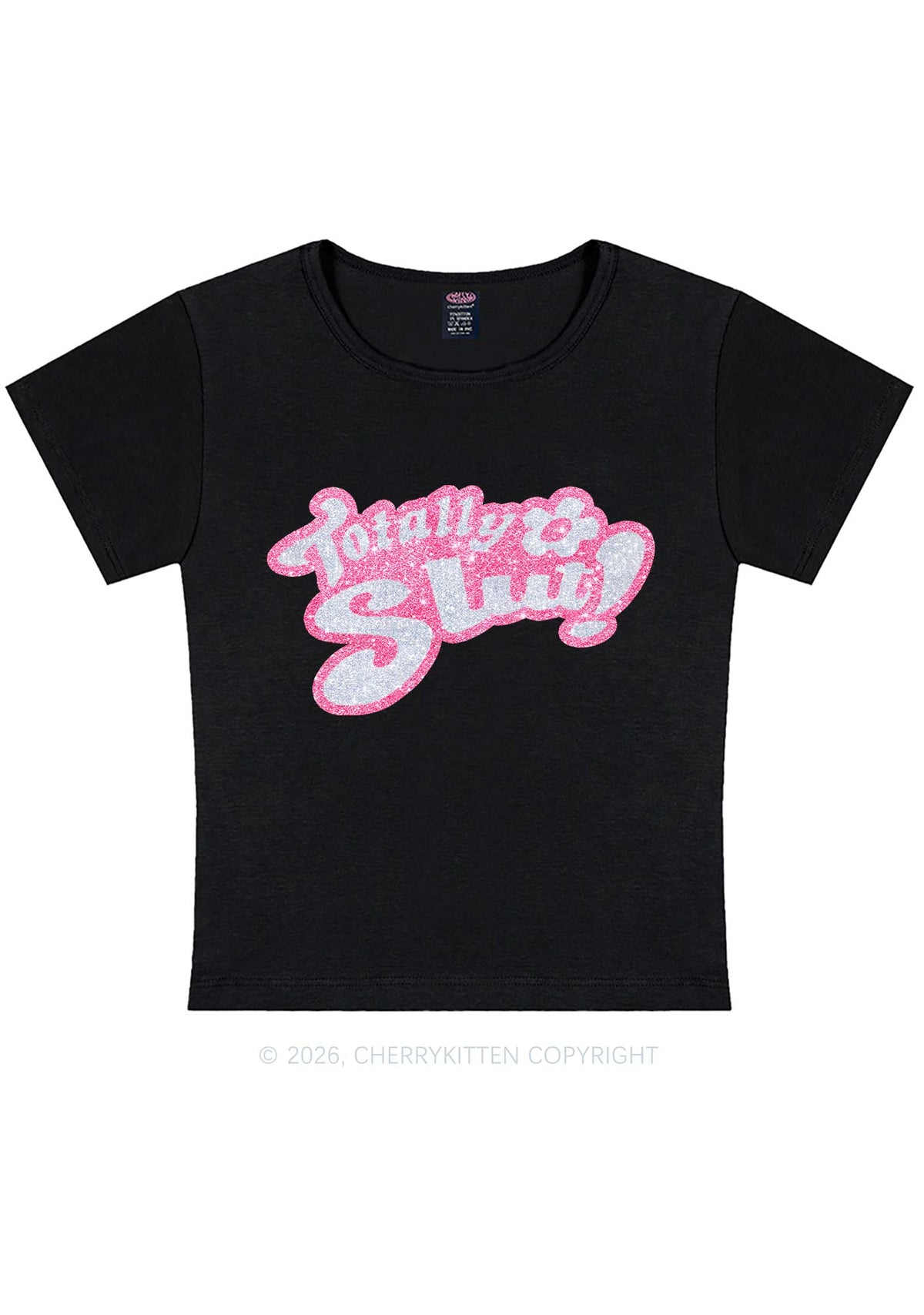 Glitter Totally Slxt Y2K Baby Tee Cherrykitten