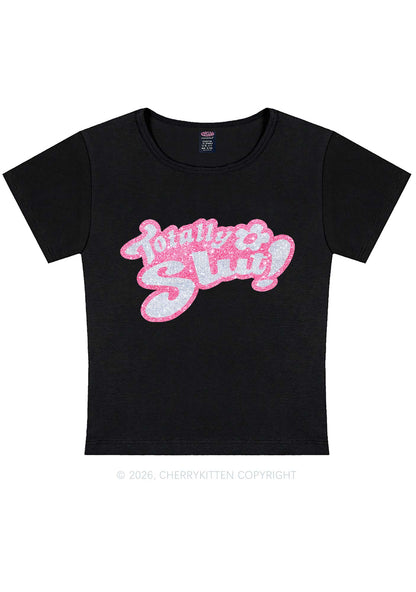 Glitter Totally Slxt Y2K Baby Tee Cherrykitten