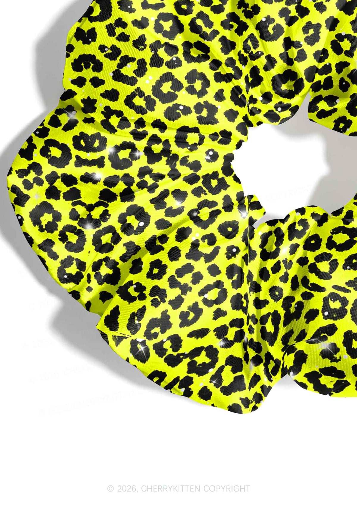 Lime Yellow Leopard Y2K Hair Scrunchie Cherrykitten
