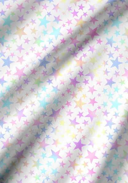 Rainbow Star On White Y2K Print Long Sleeve Pajama Set Cherrykitten