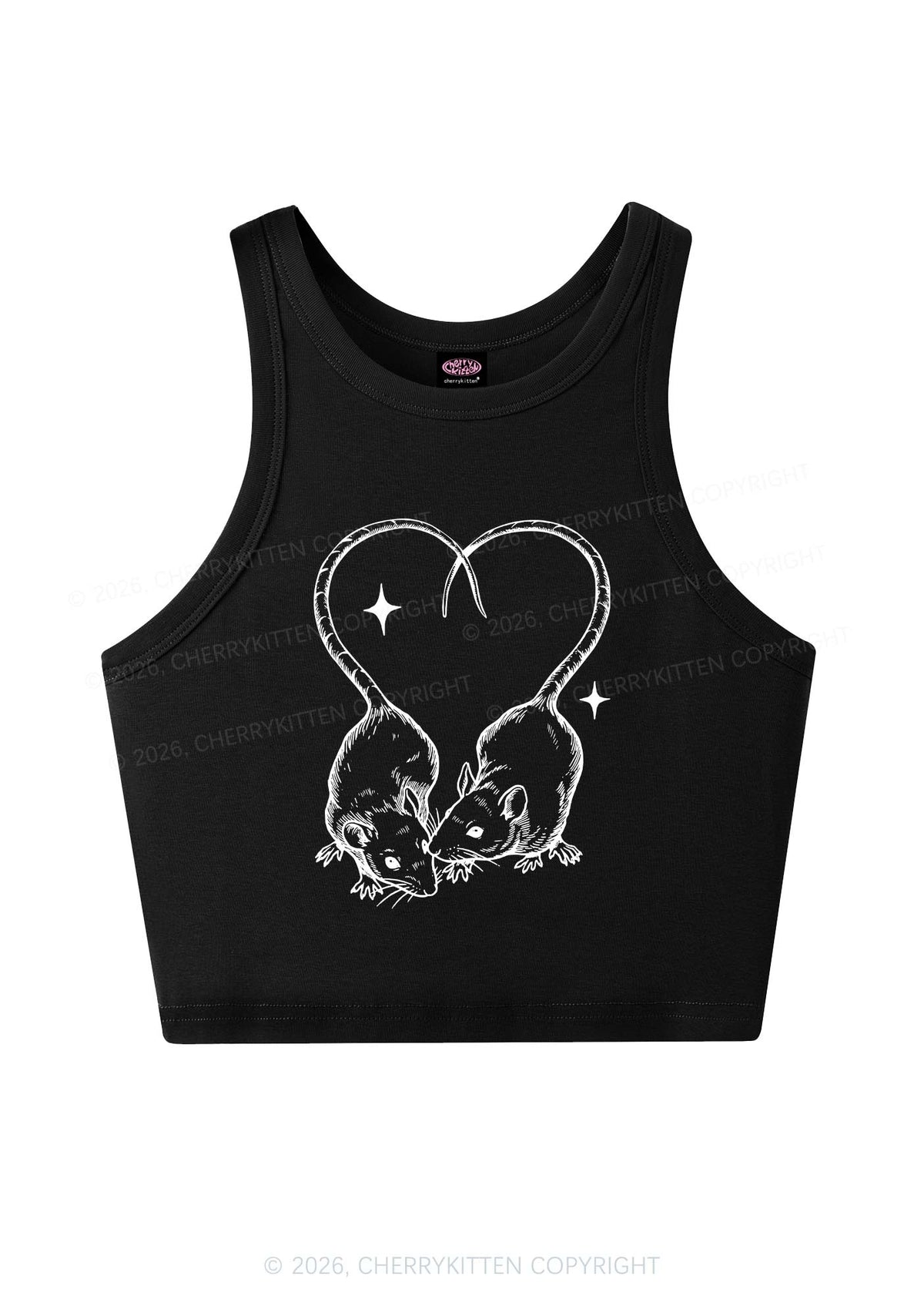 Two Rats Heart Tail Y2K Crop Tank Top Cherrykitten
