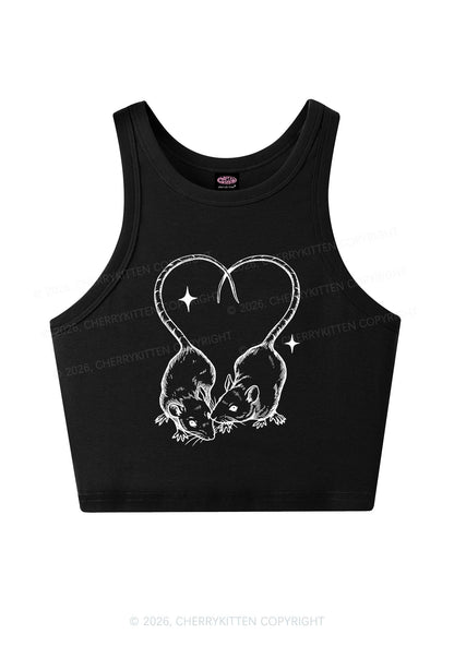 Two Rats Heart Tail Y2K Crop Tank Top Cherrykitten