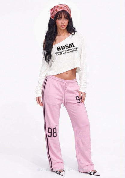Business Development Y2K Off Shoulder Long Sleeve Crop Top Cherrykitten