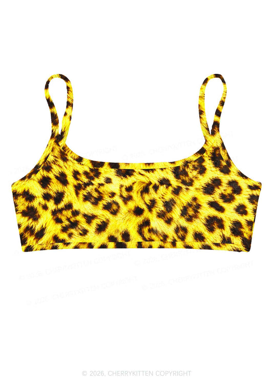 Yellow Leopard Y2K Print Super Crop Cami Cherrykitten