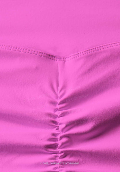 Good Girl On Hot Pink Y2K Print Gym Shorts Cherrykitten