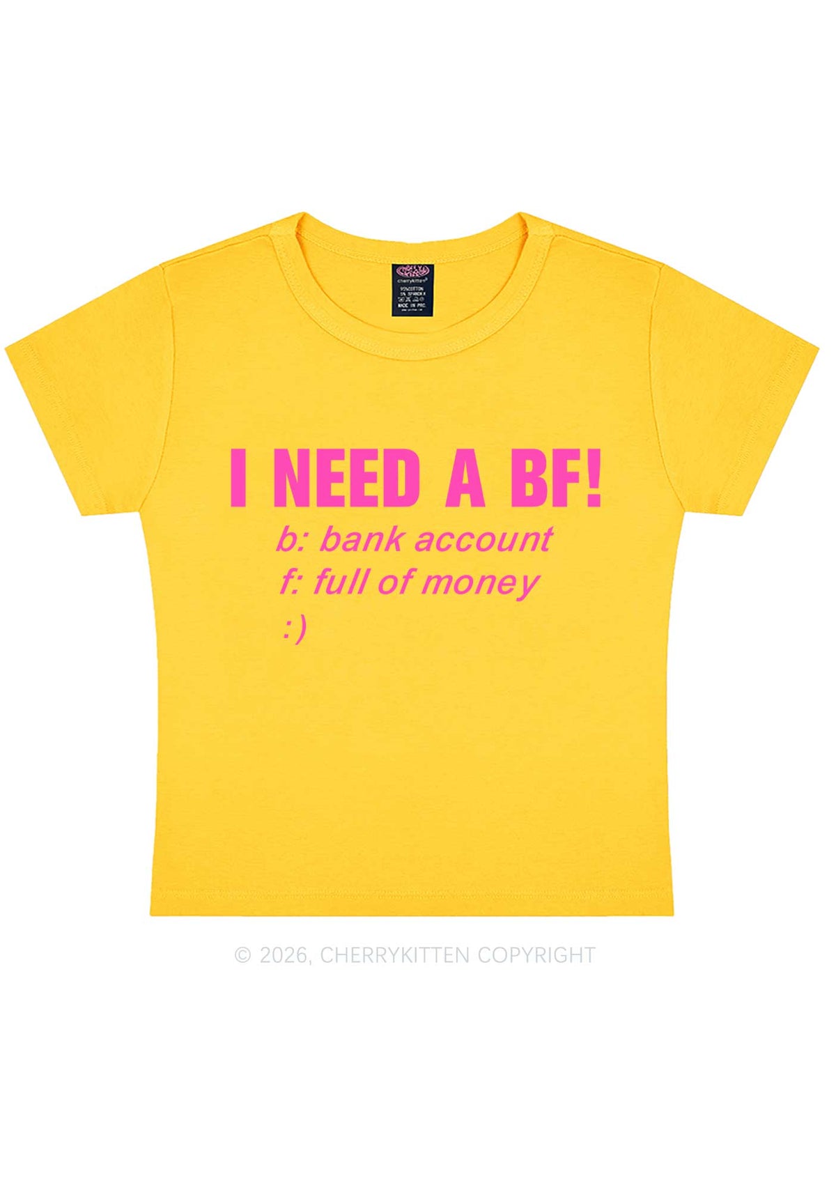 I Need A BF Y2K Baby Tee Cherrykitten