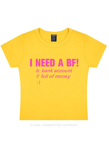 I Need A BF Y2K Baby Tee Cherrykitten