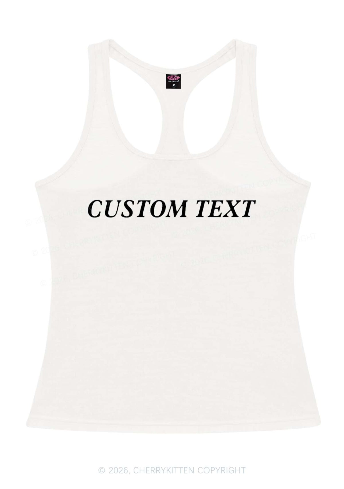 Custom Text Y2K Women Racerback Tank Top Cherrykitten