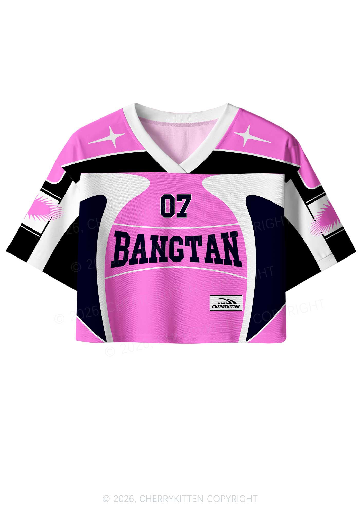 Hot Pink Korean Boys Y2K Crop Sport Jersey Shirts Cherrykitten