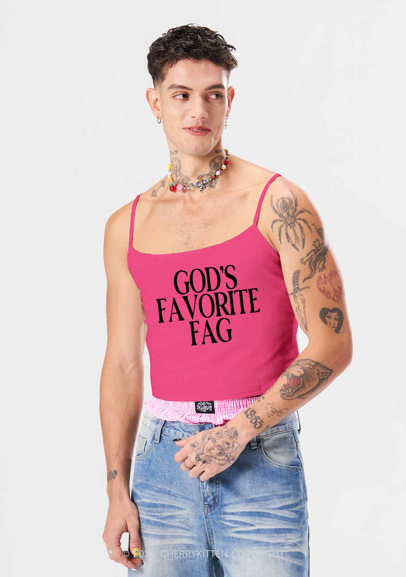 Gods Favorite Fag Pride Y2K Spaghetti Strap Cami Cherrykitten