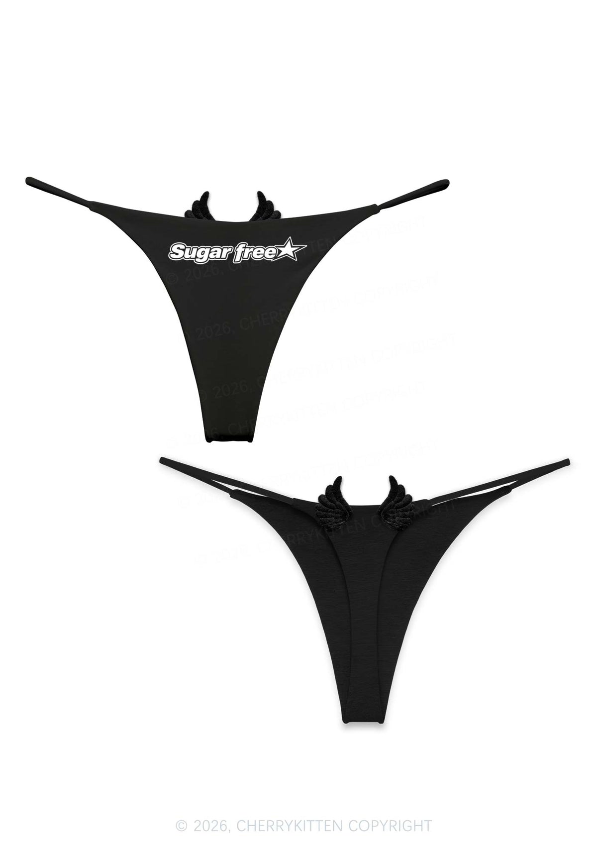 Sugar Free Y2K Goth Angel Wings Bikini String Thong Cherrykitten