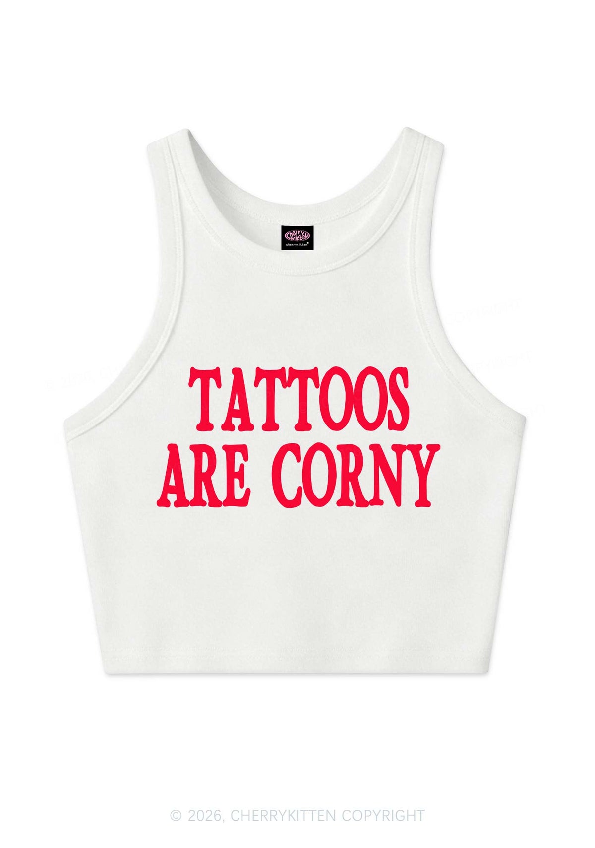 Tattoos Are Corny Y2K Crop Tank Top Cherrykitten