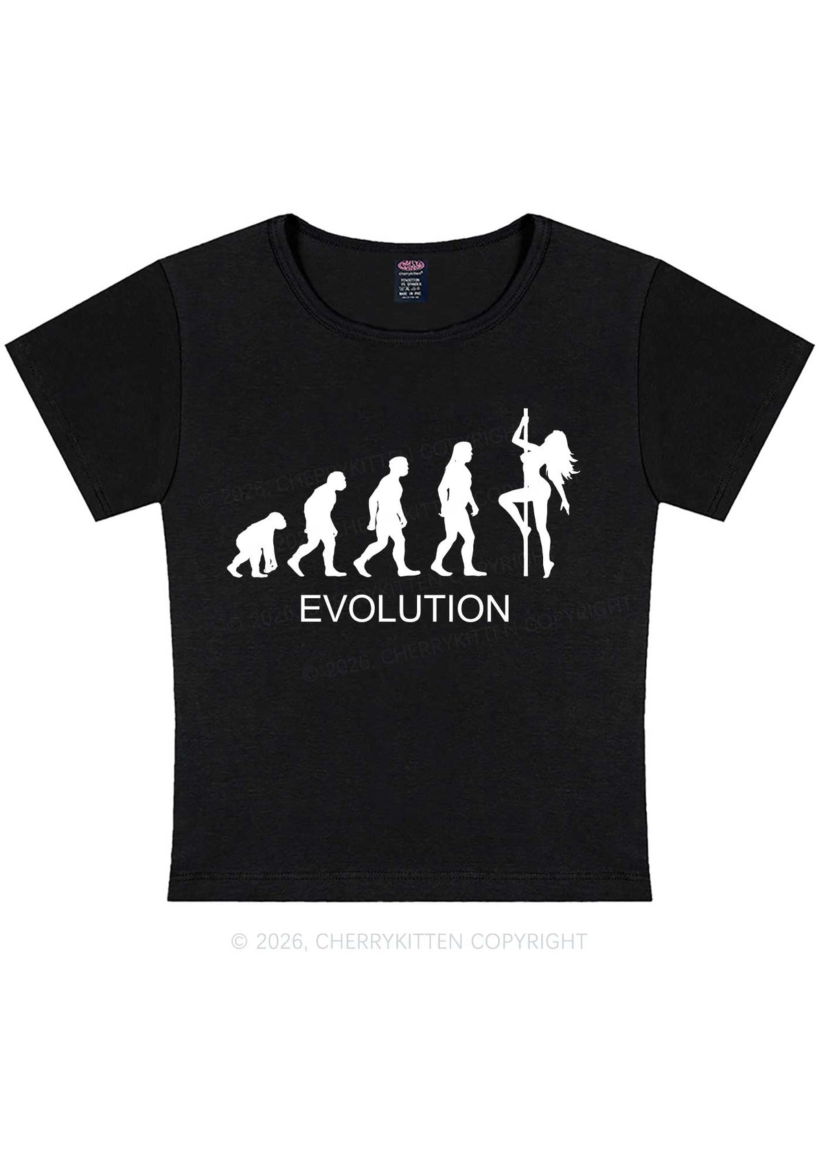 Evolution Pole Dancer Silhouette Y2K Baby Tee Cherrykitten