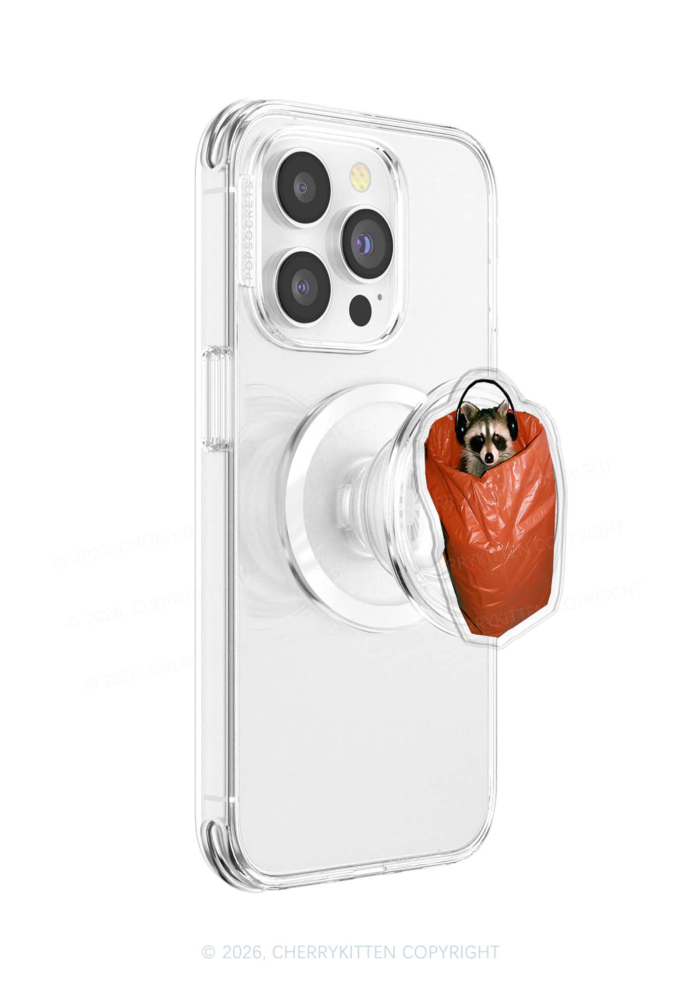 Raccoon With Headphones Y2K Magnetic Phone Grip Holder Cherrykitten