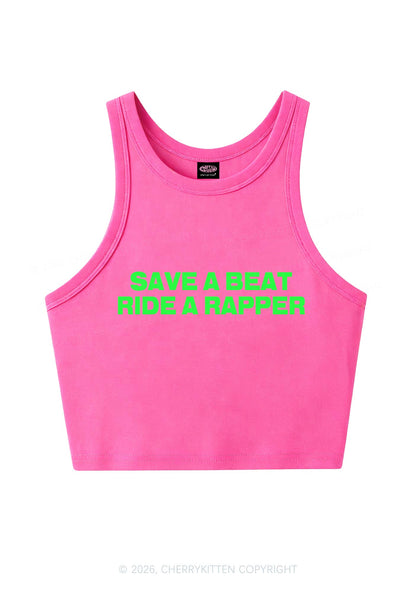Save A Beat Ride A Rapper Y2K Crop Tank Top Cherrykitten