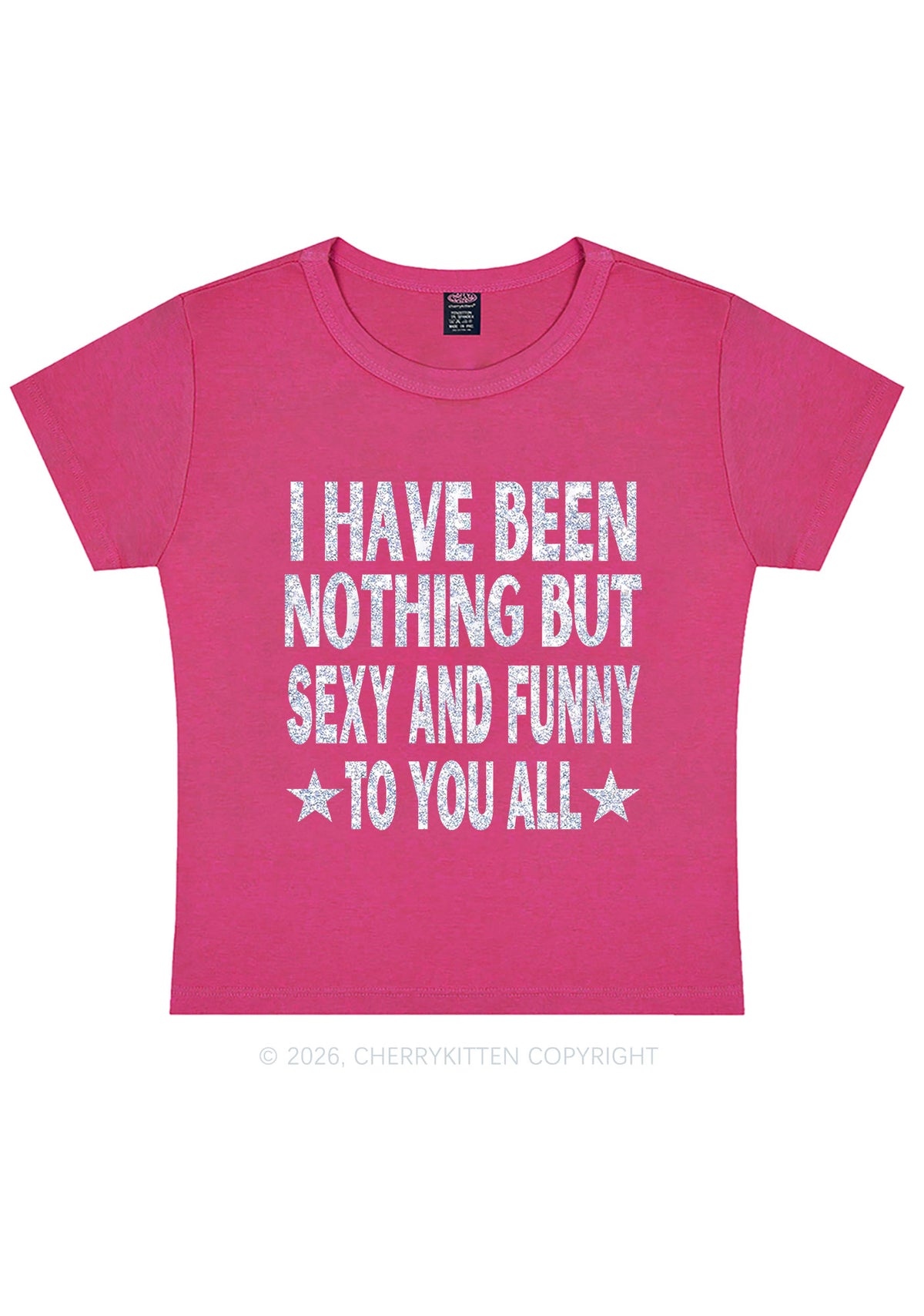 Glitter I Have Been Funny Y2K Baby Tee Cherrykitten