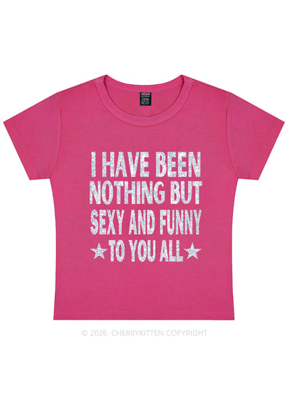 Glitter I Have Been Funny Y2K Baby Tee Cherrykitten