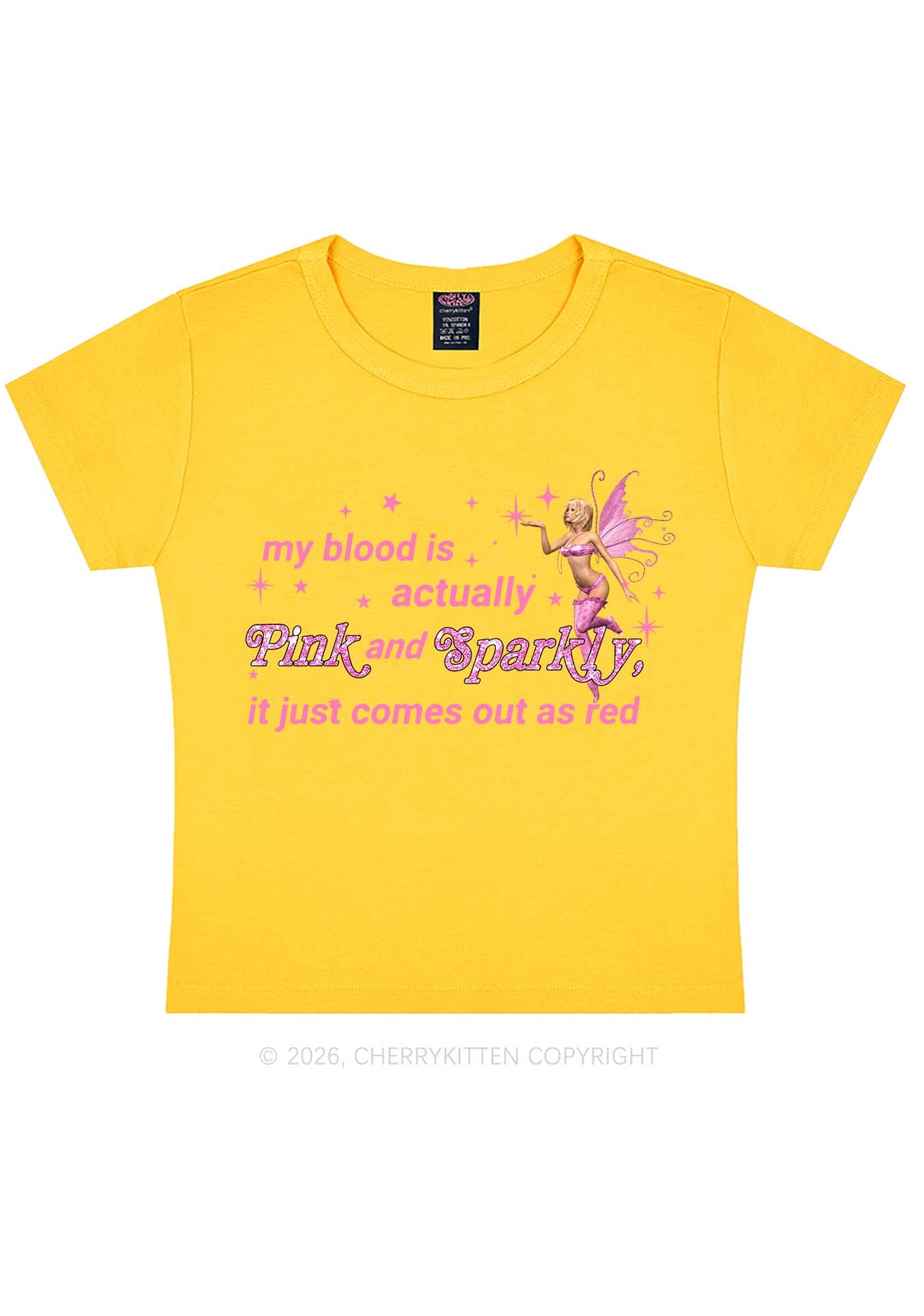 My Blood Is Pink And Sparkly Y2K Baby Tee Cherrykitten