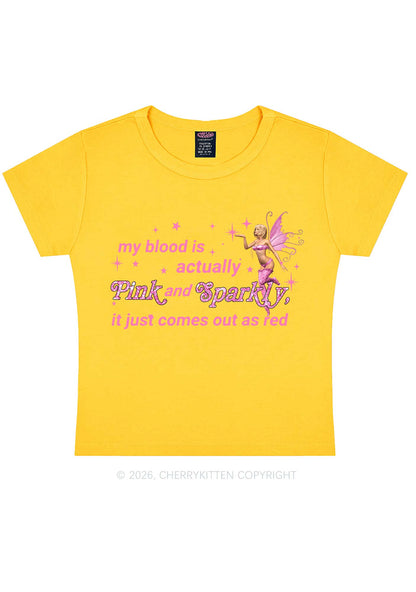 My Blood Is Pink And Sparkly Y2K Baby Tee Cherrykitten