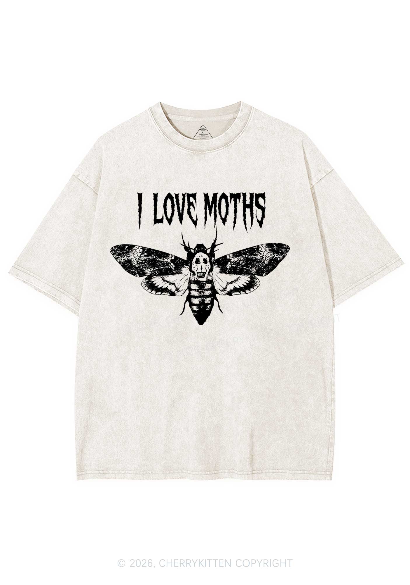 Halloween I Love Moths Y2K Shirts Washed Tee Cherrykitten