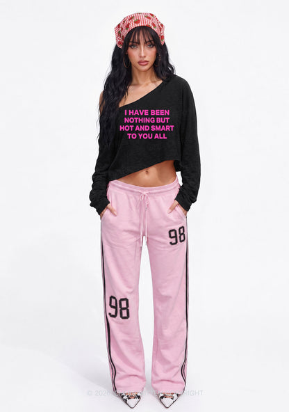 I Have Been Hot And Smart Y2K Off Shoulder Long Sleeve Crop Top Cherrykitten