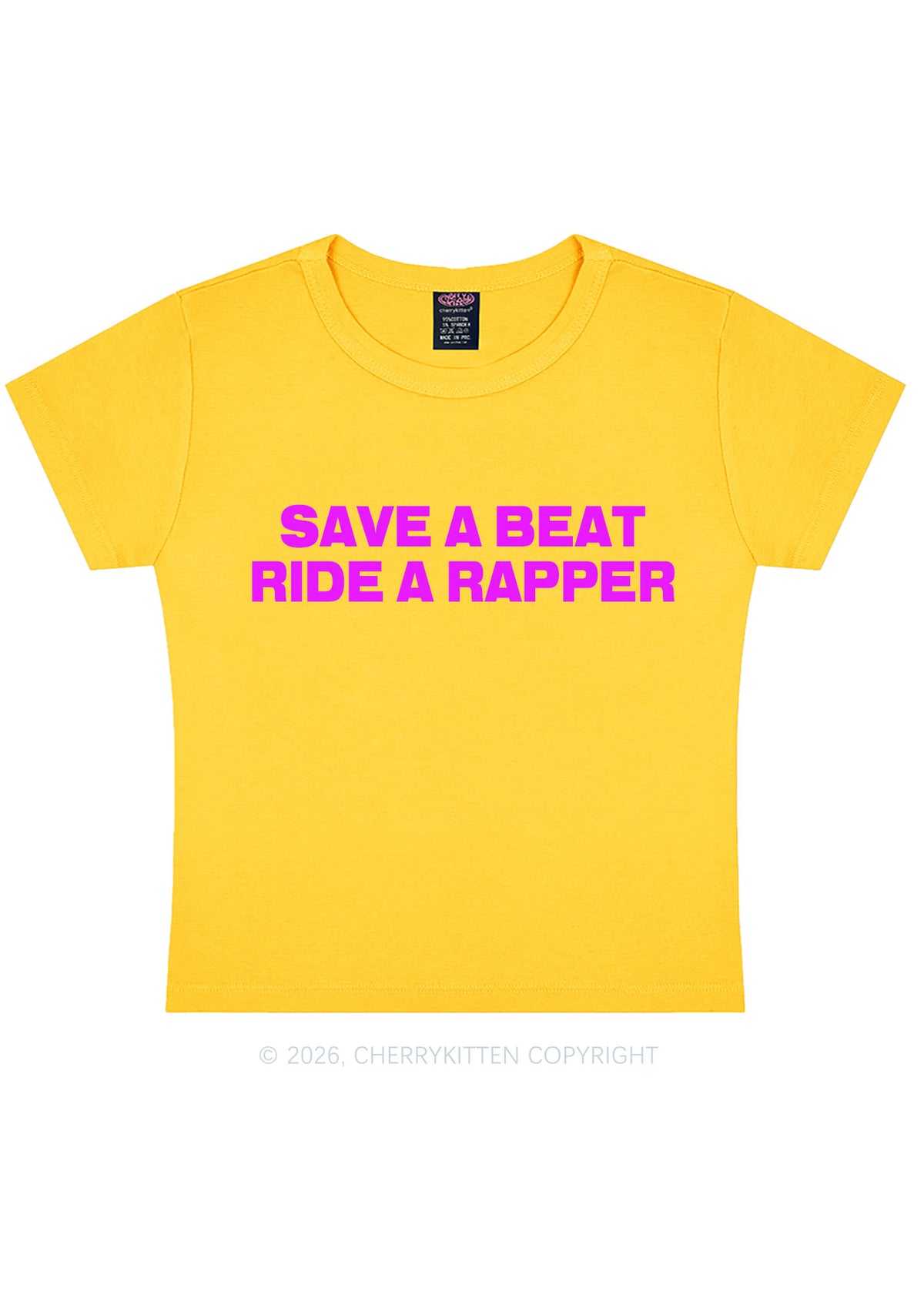 Save A Beat Ride A Rapper Y2K Baby Tee Cherrykitten