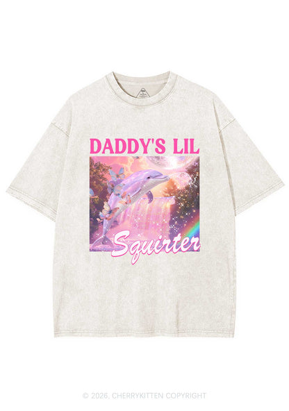 Daddys Lil Squirter Dolphin Y2K Shirts Washed Tee Cherrykitten