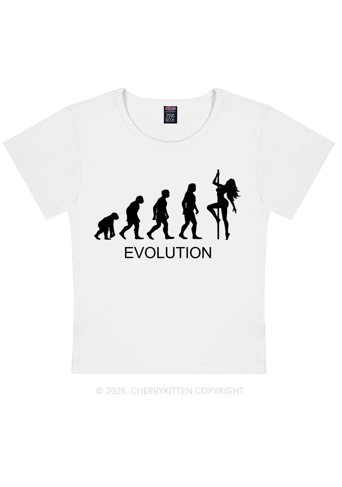 Evolution Pole Dancer Silhouette Y2K Baby Tee Cherrykitten