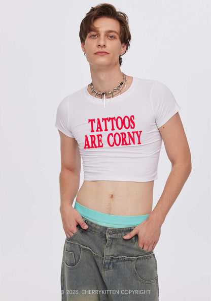 Tattoos Are Corny Y2K Baby Tee Cherrykitten