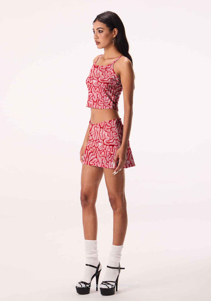 Halloween Fleshy Brain Texture Y2K Print Mini Skirt Cherrykitten