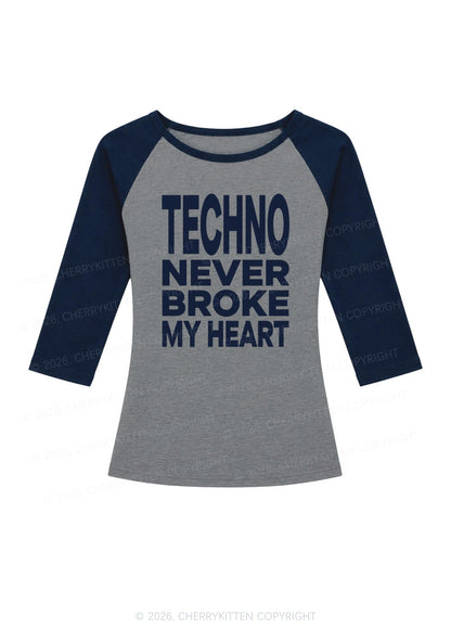 Techno Never Broke My Heart Y2K Raglan Sleeve Crop Top Cherrykitten
