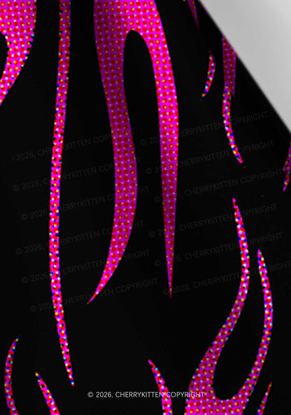 Hot Pink Flame Y2K Print Headband Cherrykitten